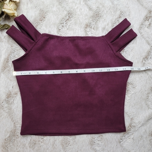 Akira Purple Strappy Shoulder Soft Crop Top Size M - Picture 11 of 11